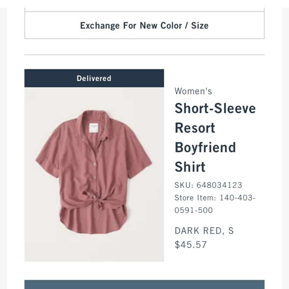 Short sleeve boyfriend abercrombie top